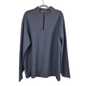 ROWM 1/4 Zip Men's Tight Knit Long Sleeve Heathered Blue Lightweight Top XL